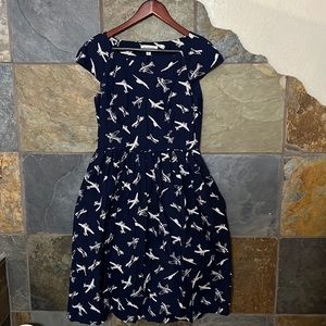 ModCloth Emily and Fin Boatneck Navy Plane dress with pockets size medium